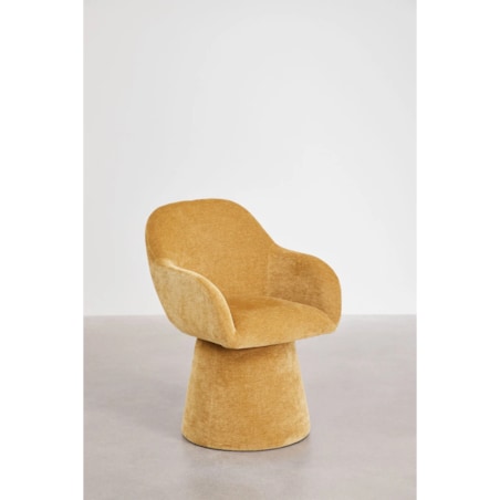 Krzesło do jadalni tapicerowane Erica z podłokietnikami musztardowe