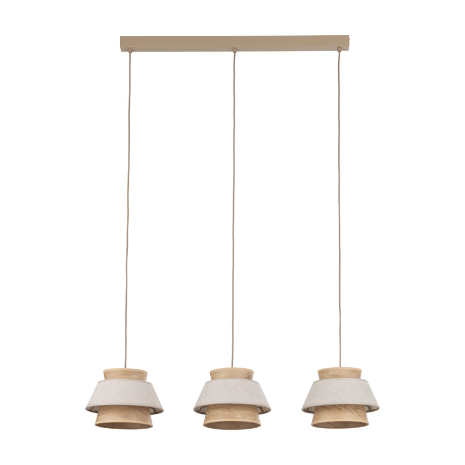 Lampa Wisząca Belka Tk Lighting Kalum Len Fornir 3Xe27 Skandynawski, Boho, Japandi