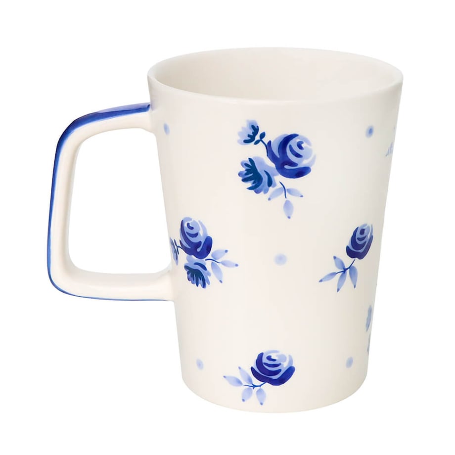 Elegancki duży kubek z motywem szafirowych pąków 300 ml prezent upominek na każdą okazję dla faceta kobiety babci mamy żony dziewczyny przyjaciółki