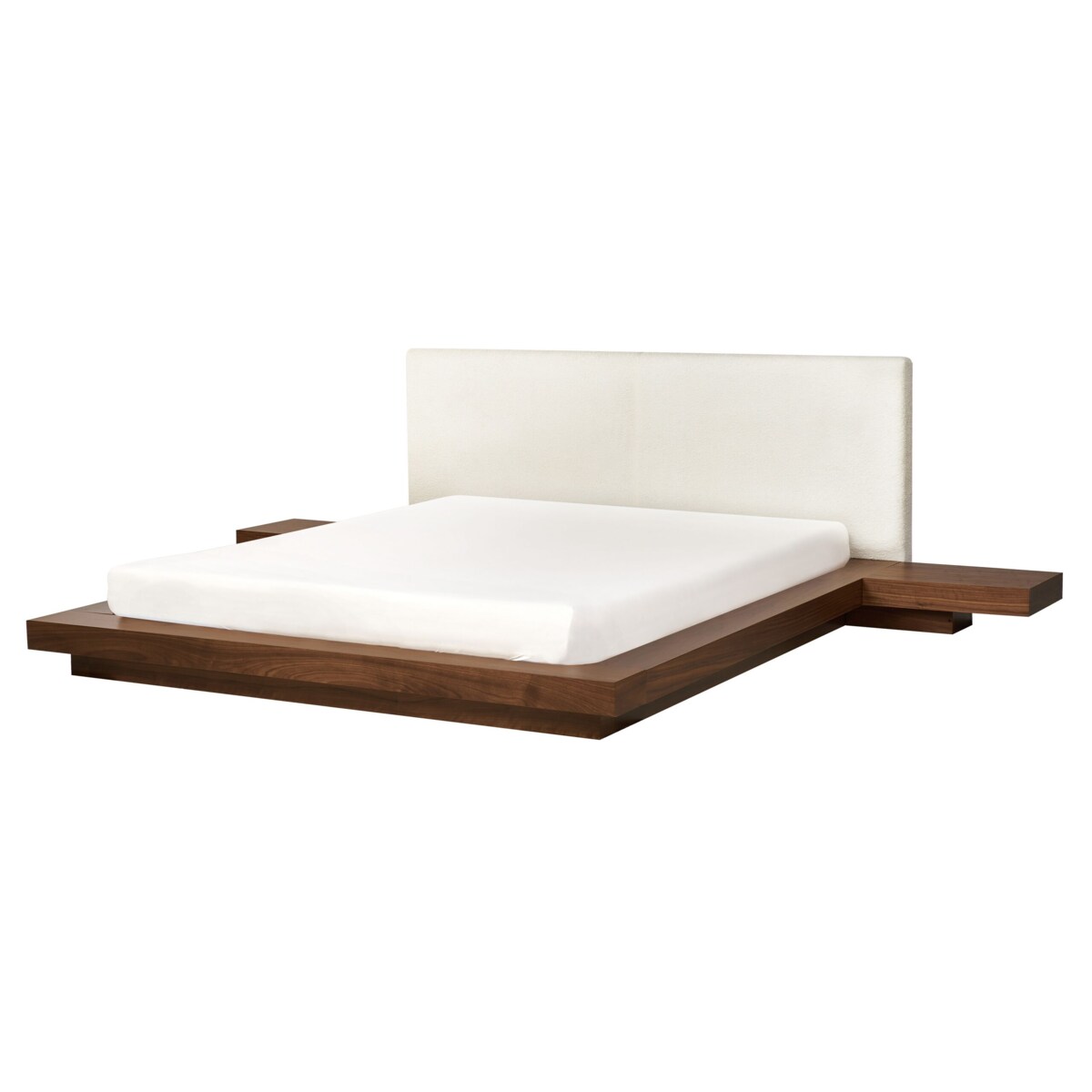 Łóżko z zagłówkiem boucle 160 x 200 cm brązowe ZEN