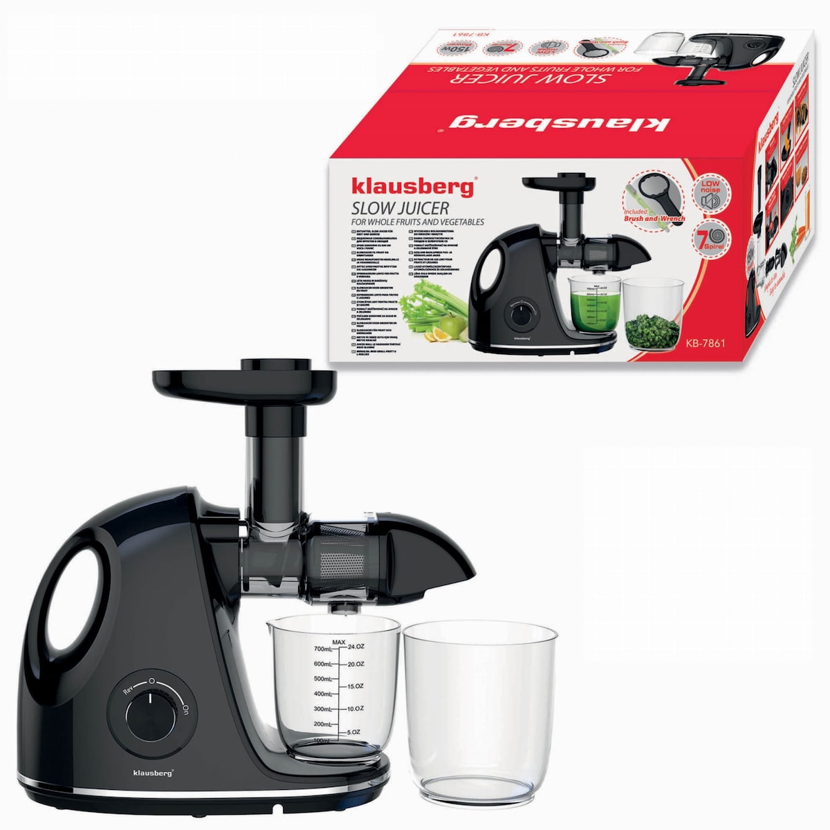 Sokowirówka wolnoobrotowa 150W do owoców i warzyw COLD PRESS KLAUSBERG KB-7861