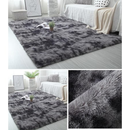 Dywan pluszowy ciemny szary gruby 160x220cm futrzany