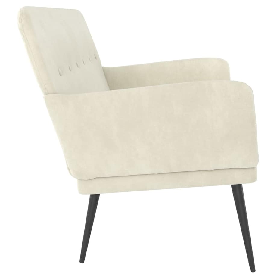 vidaXL Ławka, kremowa, 108x79x79 cm, tapicerowana aksamitem