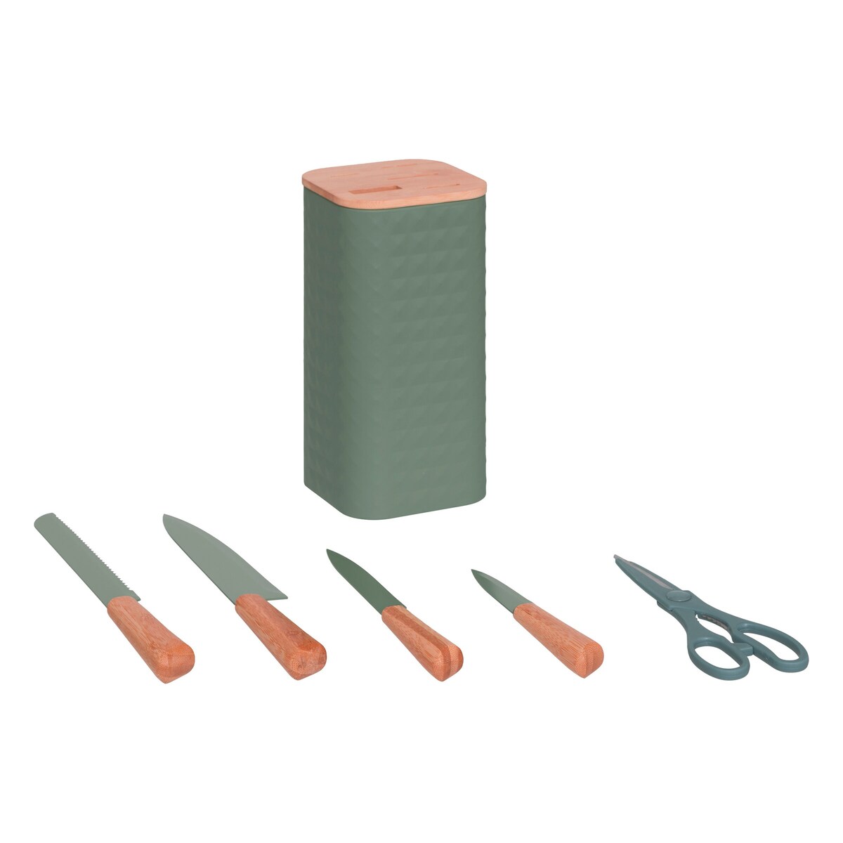Blok i 4 noże i nożyczki EXTRA zielony