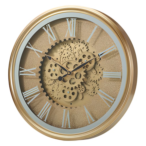 Złoty zegar ścienny z widocznym mechanizmem obrotowym VERTEX, Ø 50 cm