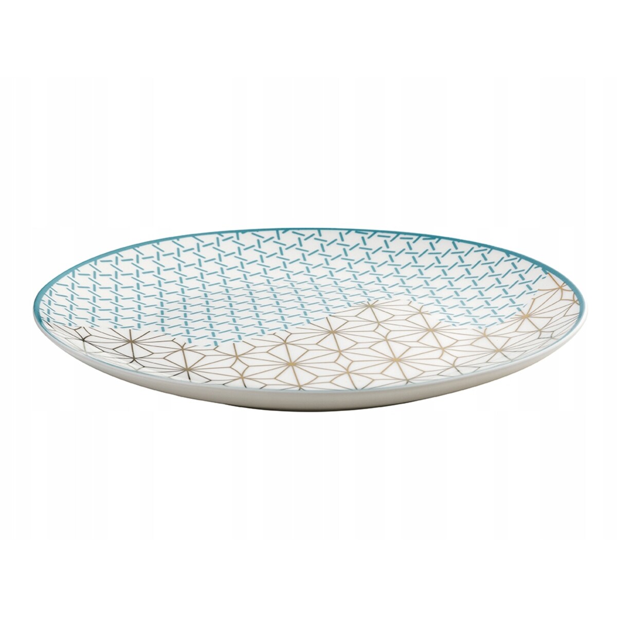 Talerz Deserowy 20 cm 6szt Nowoczesny Geometryczny wzór Złote Linie komplet