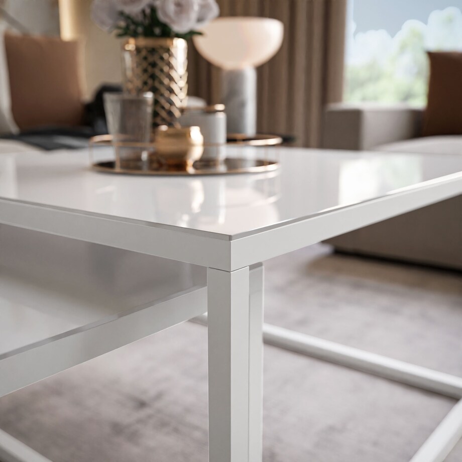 Okrągły kawowy YOSHI 2w1 białe szkło 39/45 cm