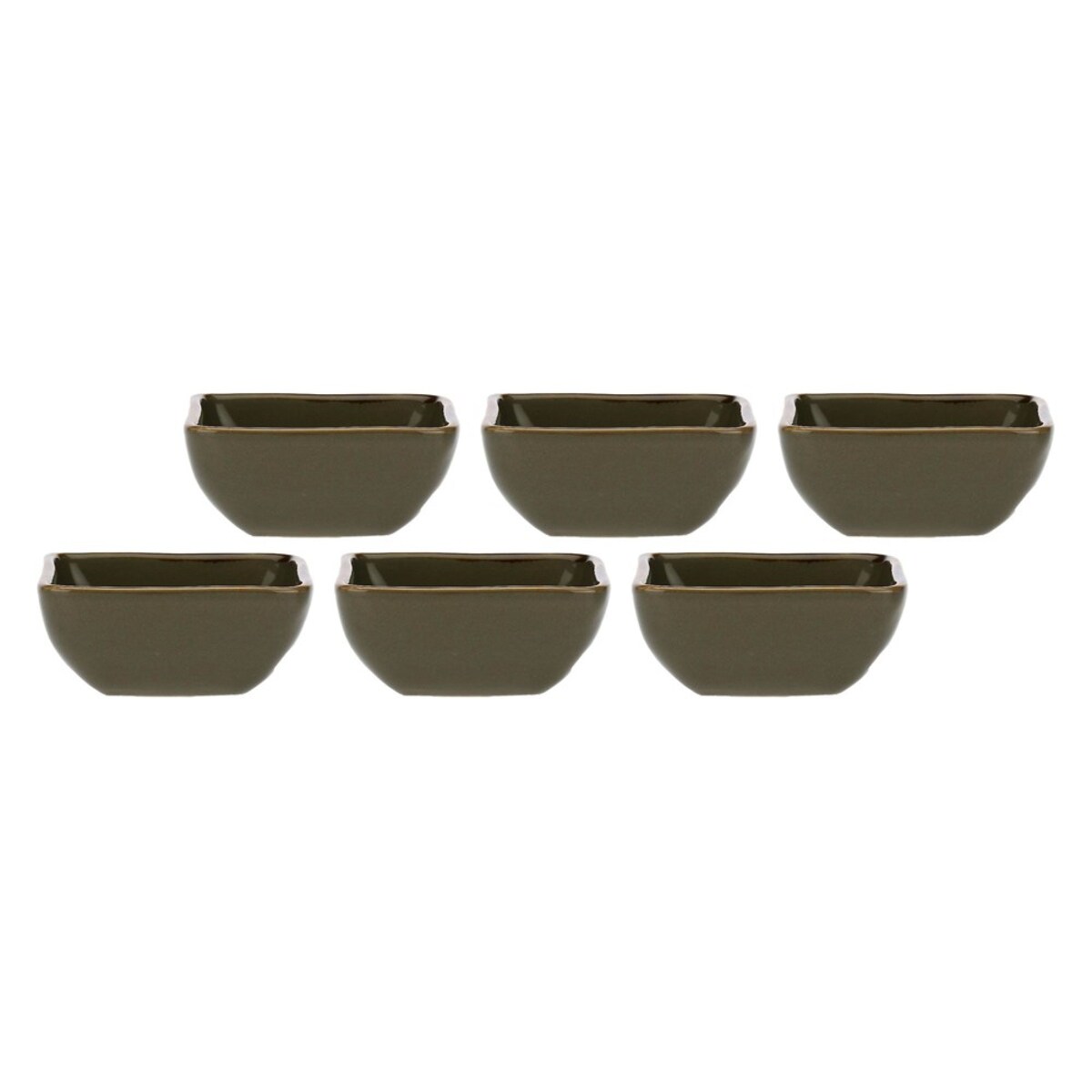 Zestaw 6 kwadratowych miseczek Concerto Grigio Tortora - Szaro-brązowy, 8 cm