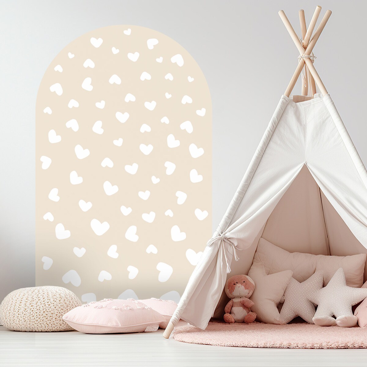 Naklejka na ścianę łuk latte - serca XL