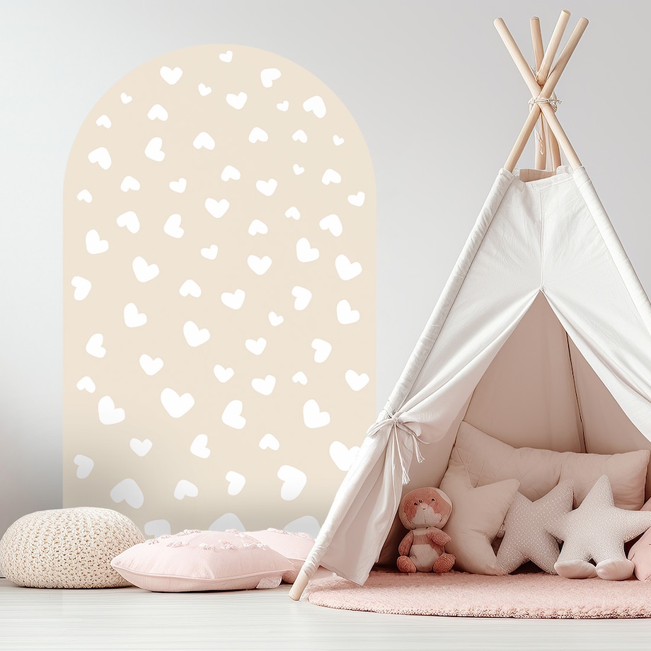 Naklejka na ścianę łuk latte - serca XL