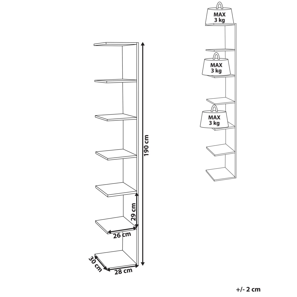 Regał ścienny ESTON Jasne drewno
