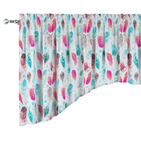 Lambrekin łuk 250x75 różowe i turkusowe piórka