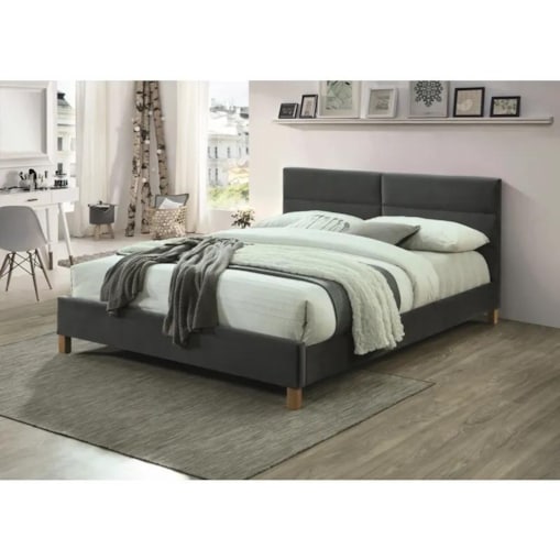 Łóżko tapicerowane SIERRA VELVET 160x200 szare