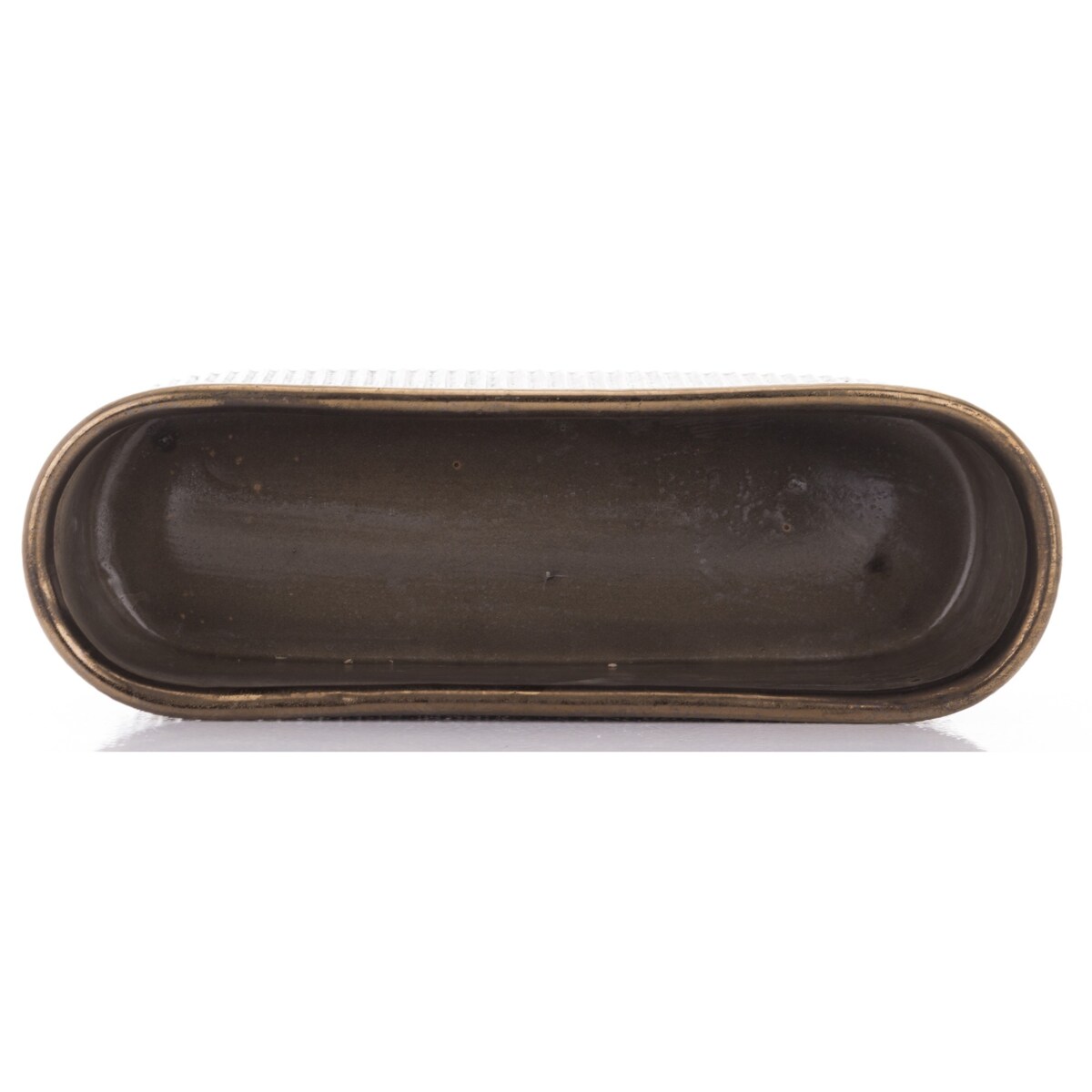 Kwietnik-osłonka kamionkowa 11,5x38,5x13 cm złotobrązowa