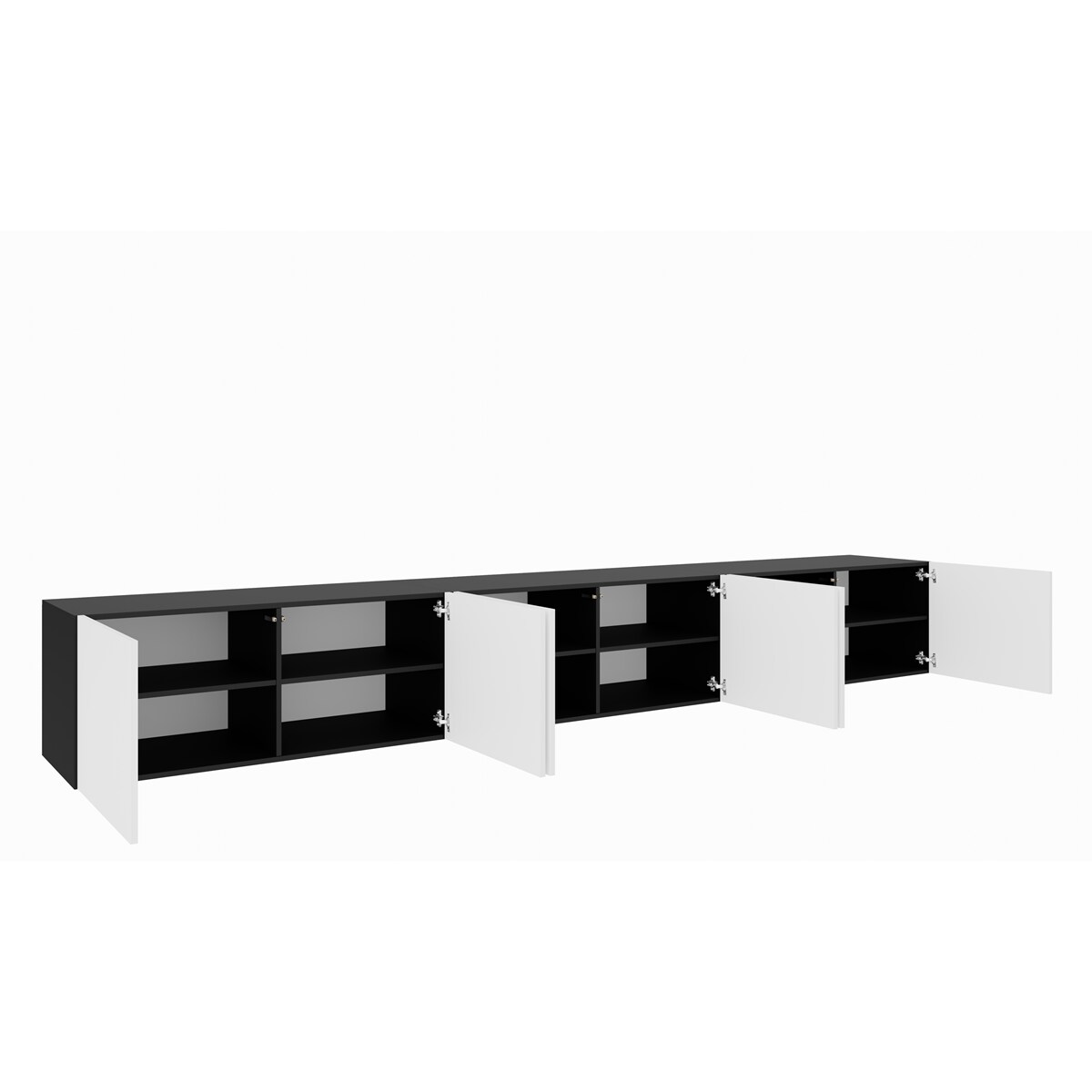 Szafka RTV LION 300 zamknięta pod telewizor, do salonu-czarny+biały