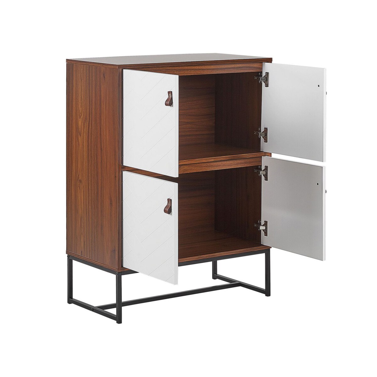 Szafka czterodrzwiowa ciemne drewno z białym NUEVA