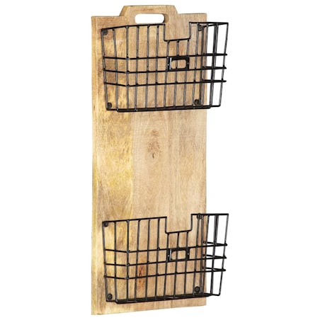 vidaXL Stojak ścienny na gazety, 33x10x67 cm, surowe drewno mango