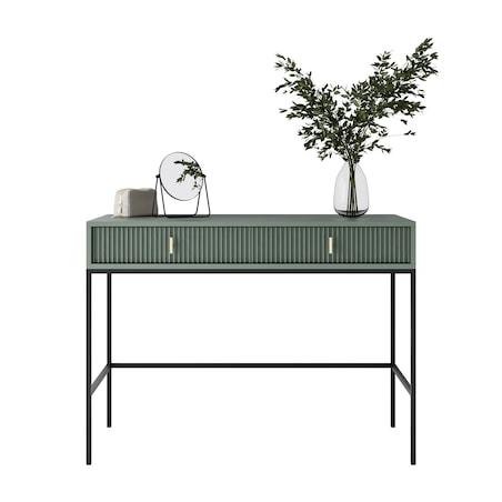 Konsola MIDNIGHT z szufladami na czarnym stelażu, zielona
