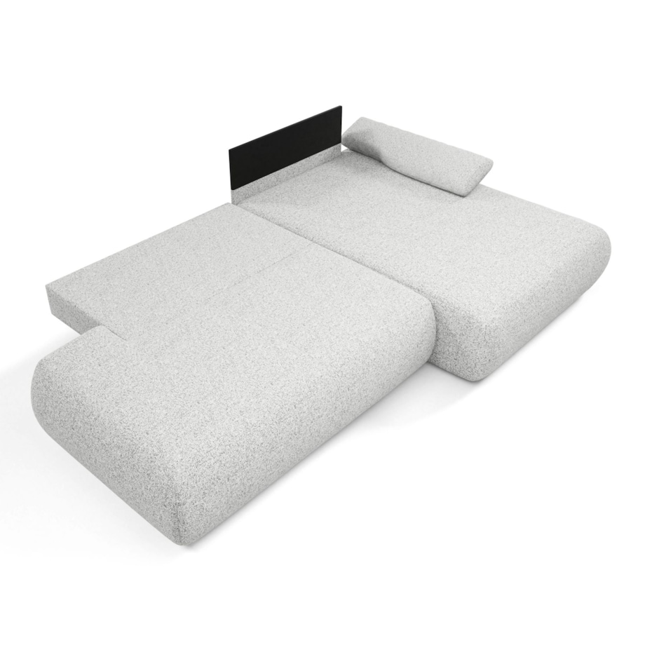 Narożnik rozkładany PENTI z pojemnikiem na pościel, prawy, jasno-szary