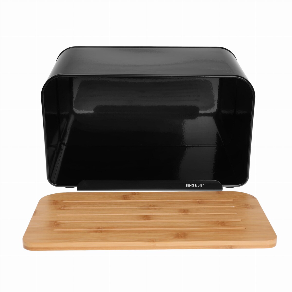 Chlebak stalowy z deską do krojenia czarny KINGHOFF