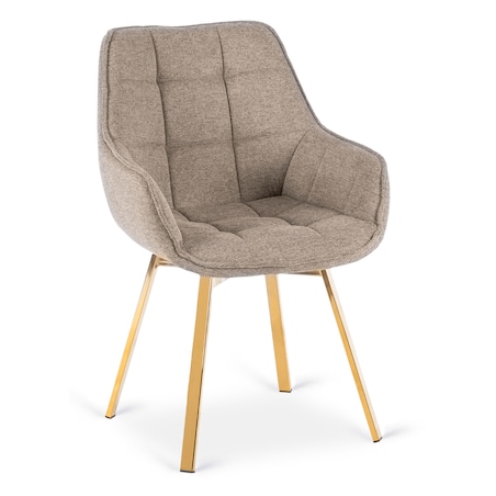 Krzesło Tapicerowane Obrotowe 360 Do Jadalni Kuchni Salonu Beżowe MIA 2