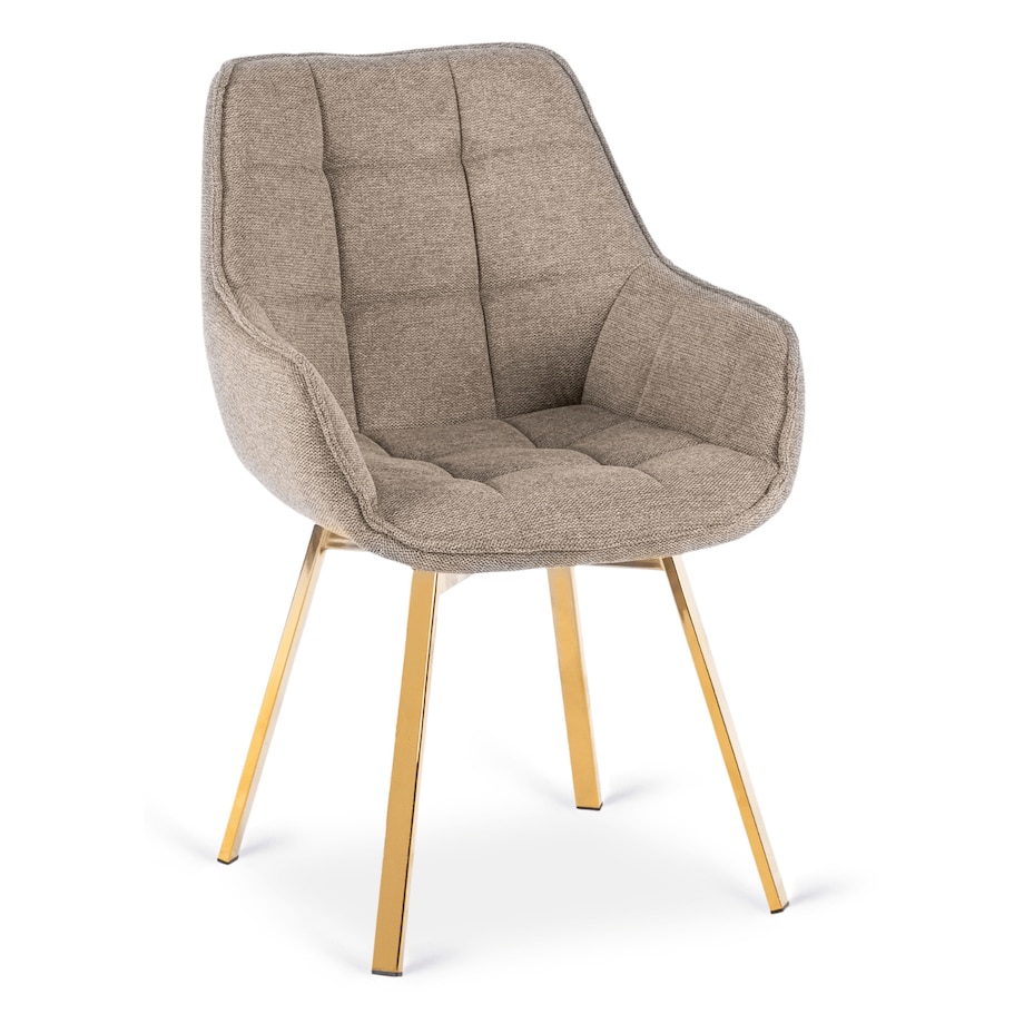 Krzesło Tapicerowane Obrotowe 360 Do Jadalni Kuchni Salonu Beżowe MIA 2