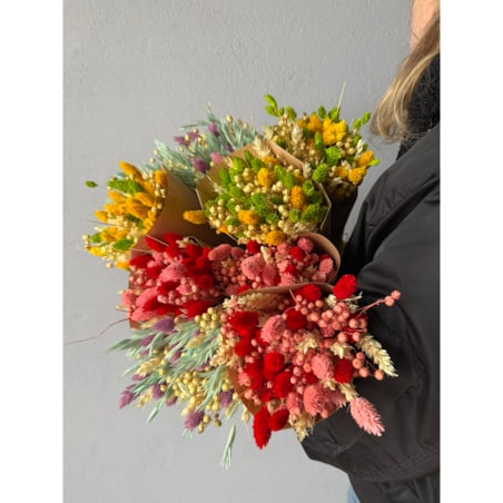 Bukiet suszonych kwiatów Mint&Violet - pszenica, len , phalaris