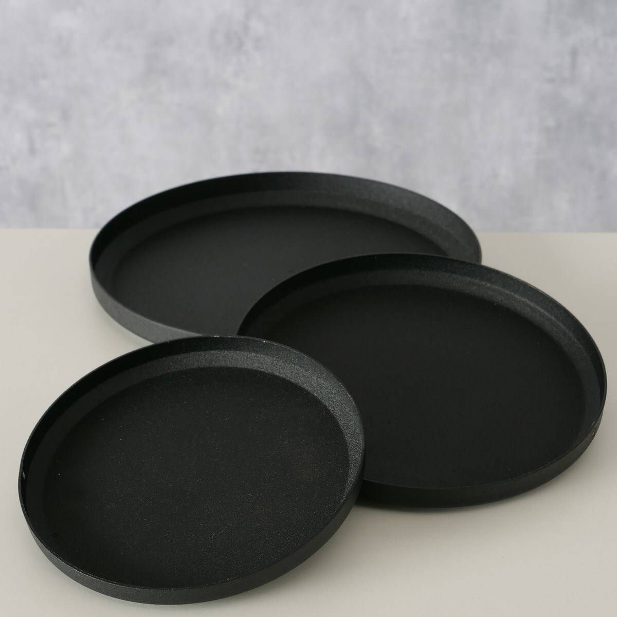 Podstawki na świece Mio, 3 sztuki, czarny mat