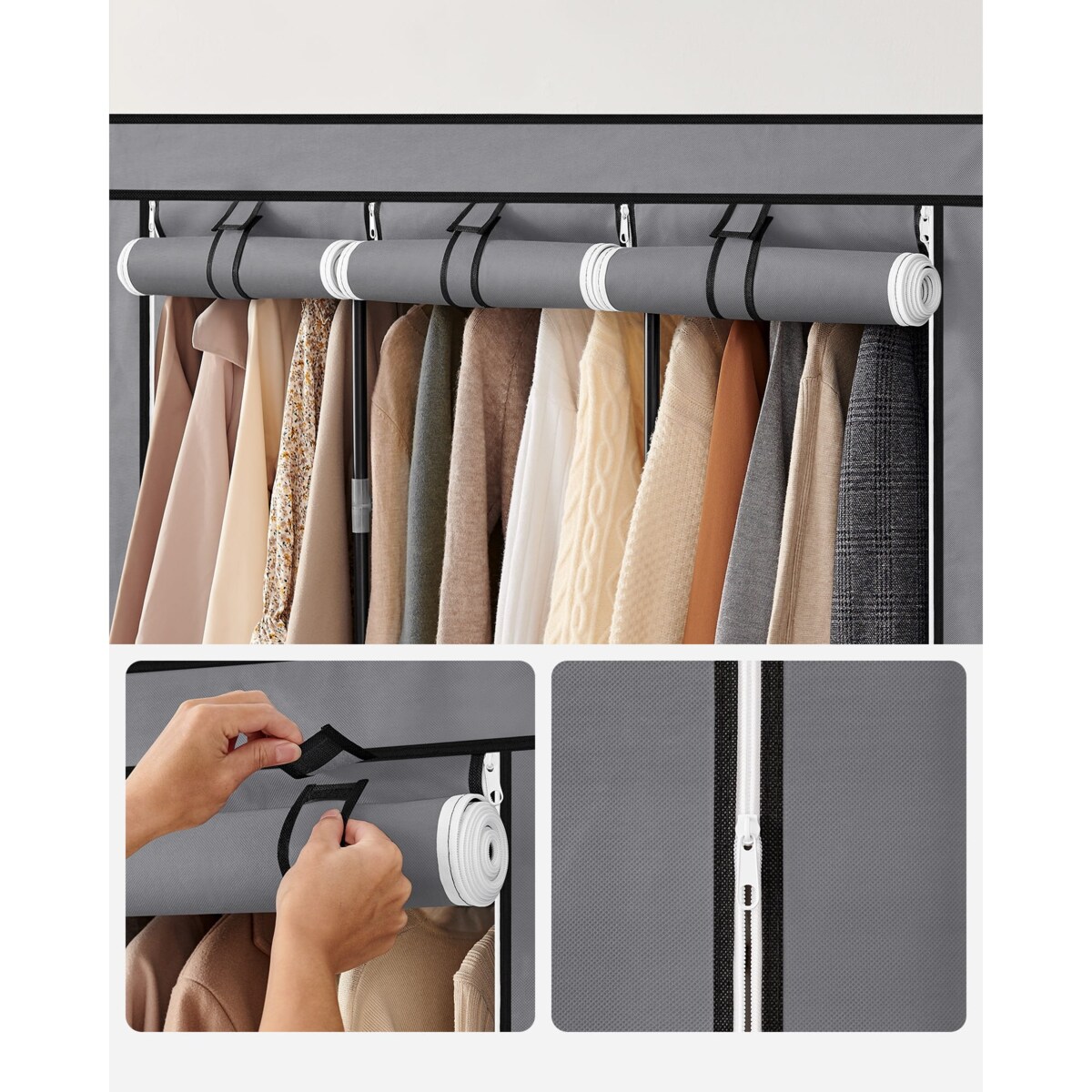 Szafa Tekstylna Garderoba 130X45X167 Cm Szary