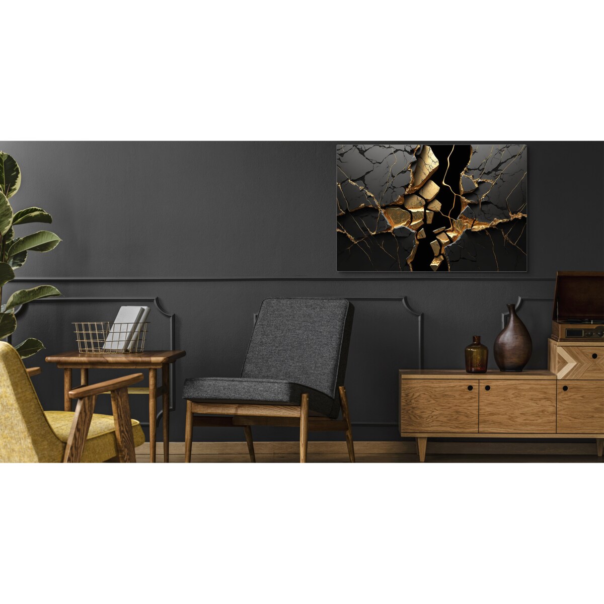 Obraz Canvas Czarny MARMUR Abstrakcja 3D 120x80cm