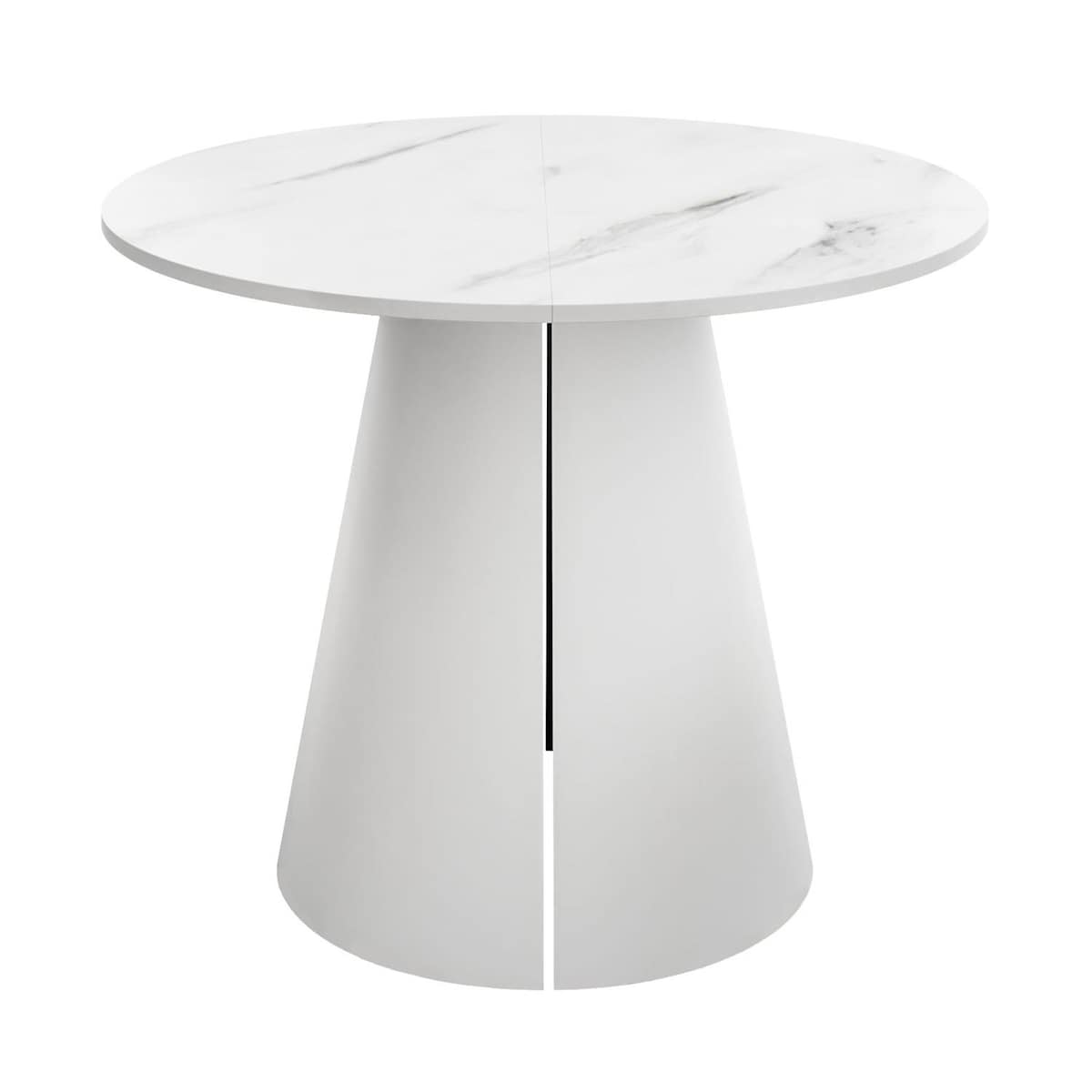 Okrągły stół rozkładany LAVA, średnica 100cm, biały / Marmur Bianco