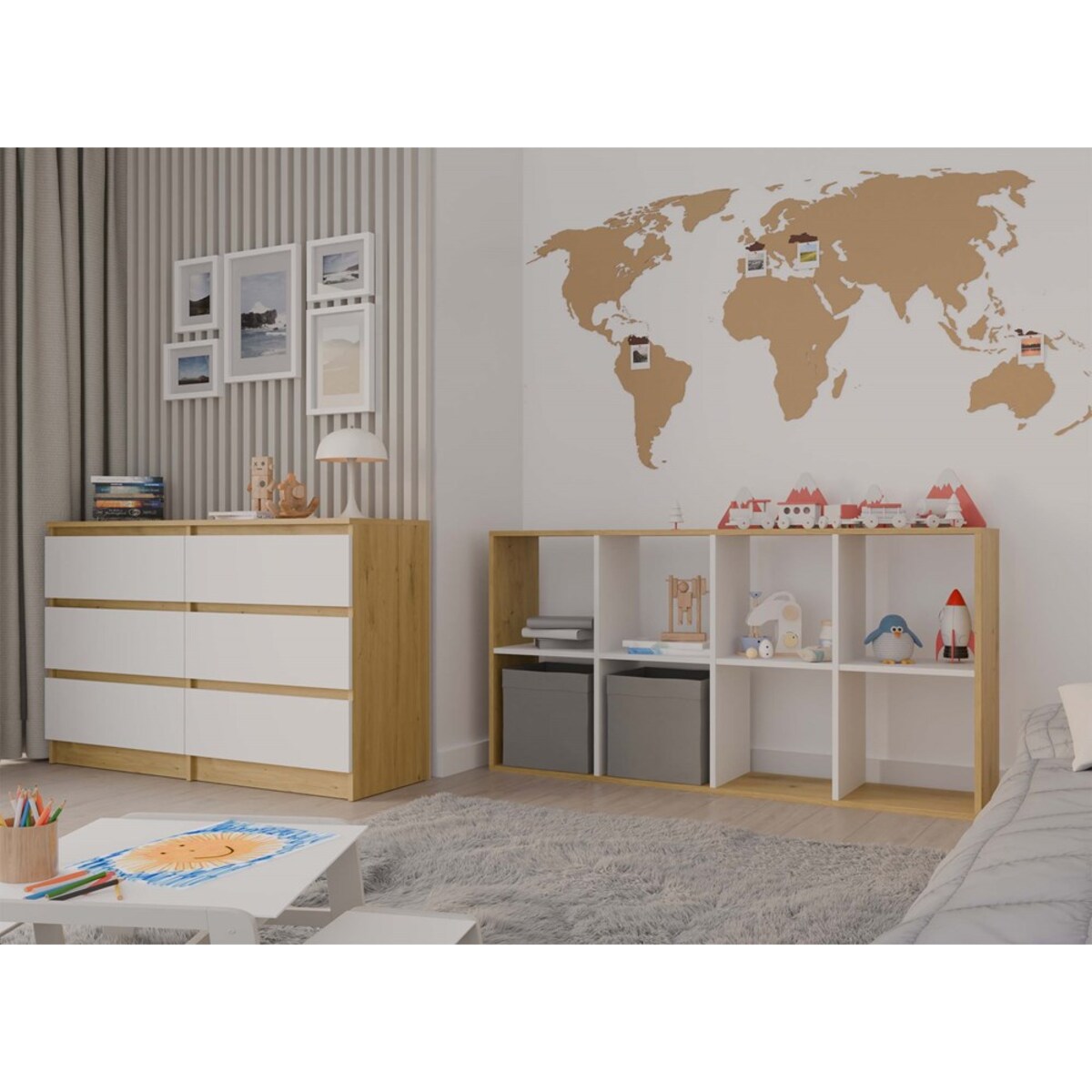 Regał Malax 2X4 Dąb Artisan Biel