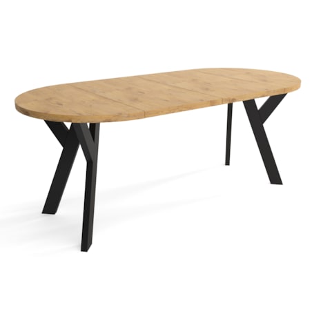 Stół rozkładany okrągły 90/190 - Dąb lancelot+n.czarne