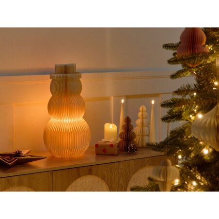 Dekoracja świąteczna Lampa stołowa BANGA Bałwan 51 cm Beżowy