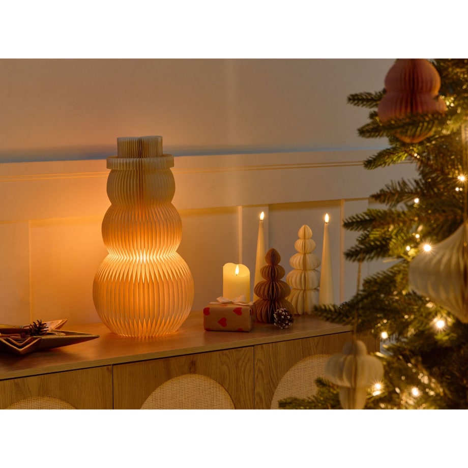 Dekoracja świąteczna Lampa stołowa BANGA Bałwan 51 cm Beżowy