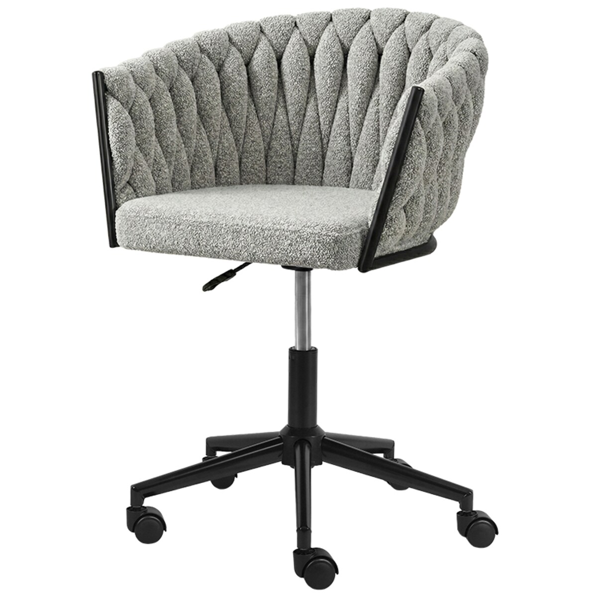 Fotel biurowy obrotowy krzesło biurowe wygodne do biurka regulowany szare tkanina