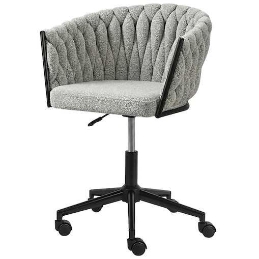 Fotel biurowy obrotowy krzesło biurowe wygodne do biurka regulowany szare tkanina
