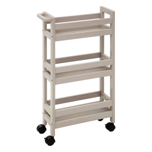 Bardzo wąski regał łazienkowy na kółkach, 3 półki, szer. 15 cm