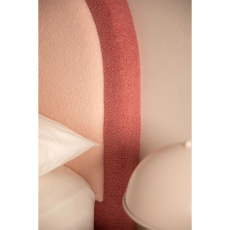 Łóżko z pojemnikiem na pościel, bouclé, różowe Kalwa 90x200 cm