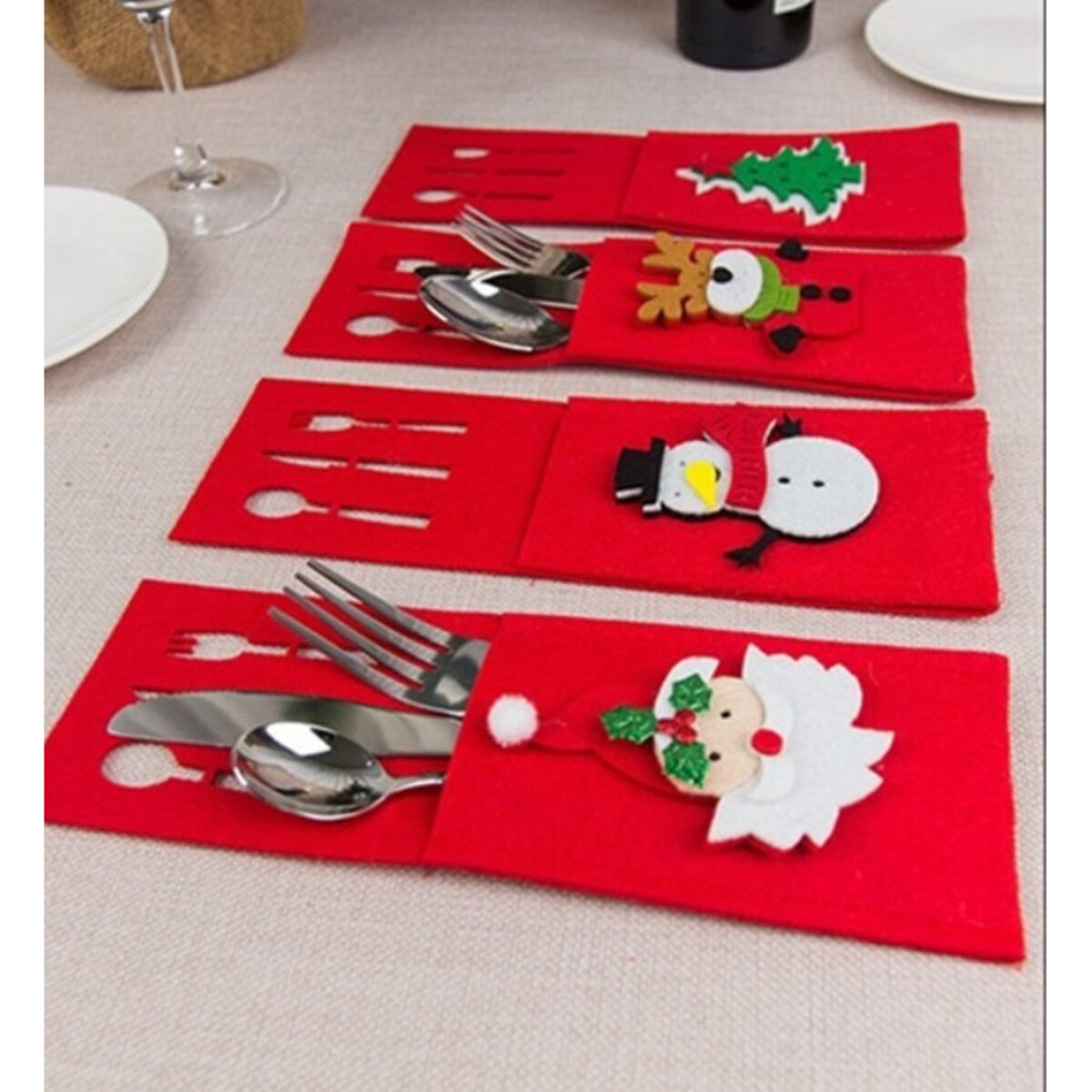 Etui Pokrowiec Na Sztućce Ozdoba Na Stół 4Szt