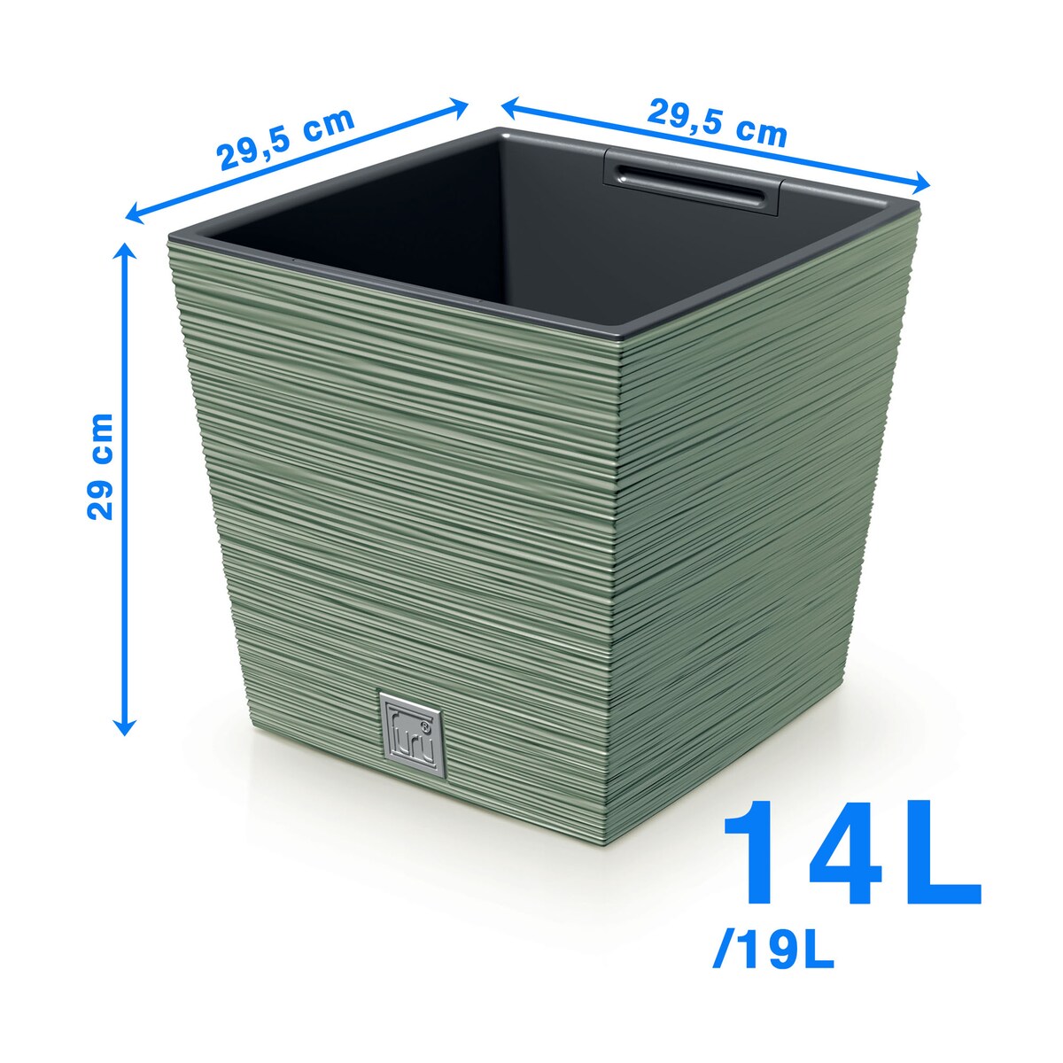 Doniczka Donica Ogrodowa 24/29,5 Cm Zestaw Kwadratowa Na Taras Do Ogrodu Domu Zielona