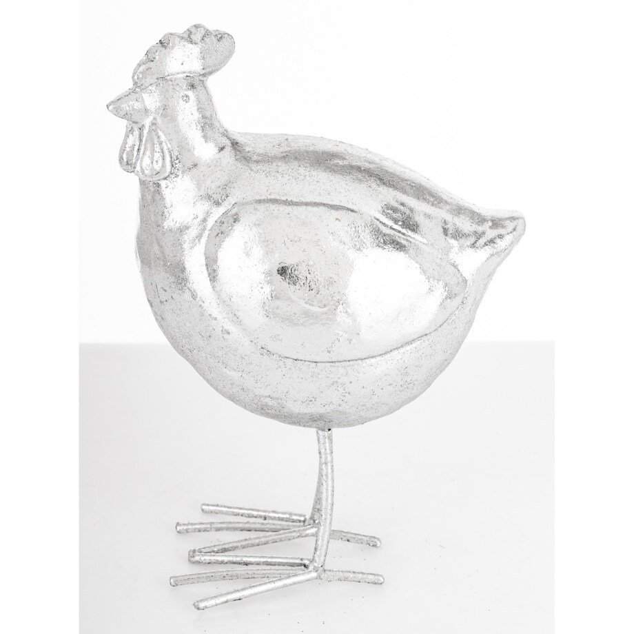 Dekoracja - kura 16x11,5x8 cm srebrna POLLAME