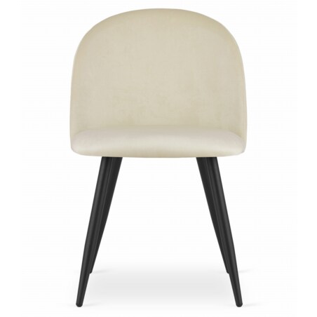 Krzesło Do Jadalni Kuchni Salonu Bello - Aksamit Beż / Nogi Czarne X 3