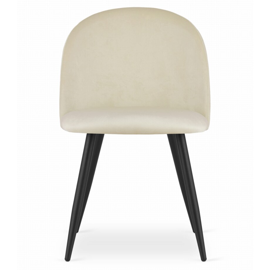 Krzesło Do Jadalni Kuchni Salonu Bello - Aksamit Beż / Nogi Czarne X 3