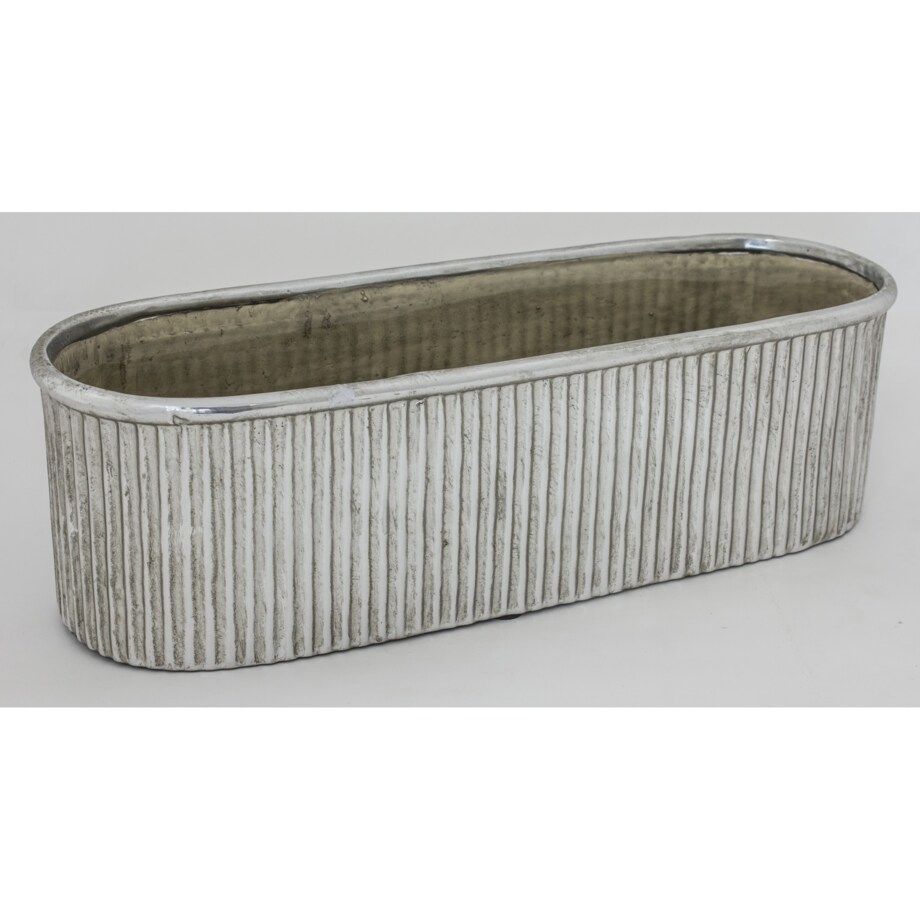 Kwietnik-osłonka kamionkowa 11,5x38,5x13 cm srebrny