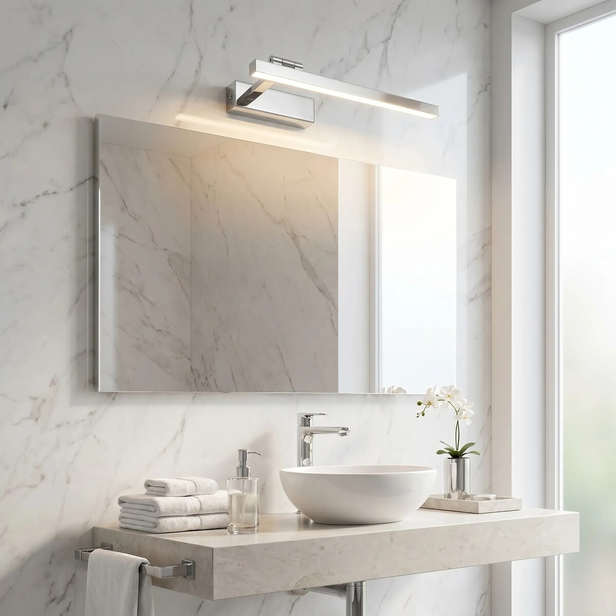 Kinkiet Swe028-1W 40Cm Led Chrom, Metal, Tworzywo Sztuczne
