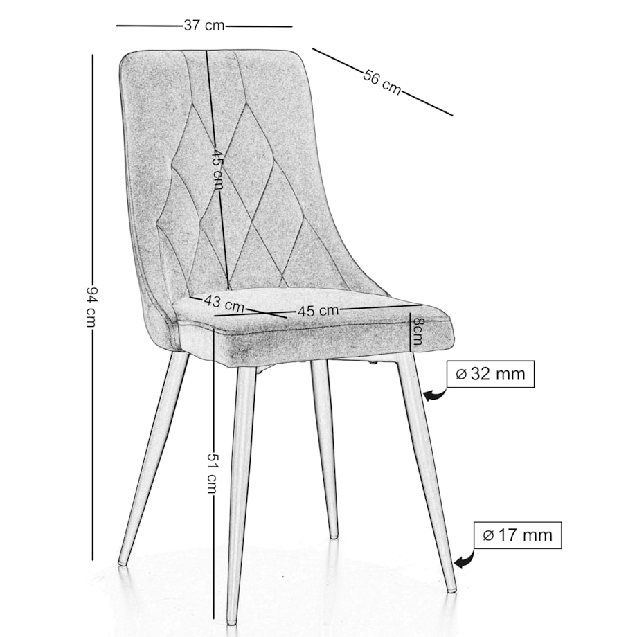 Krzesło tapicerowane welurowe do salonu jadalni CAREN beżowe