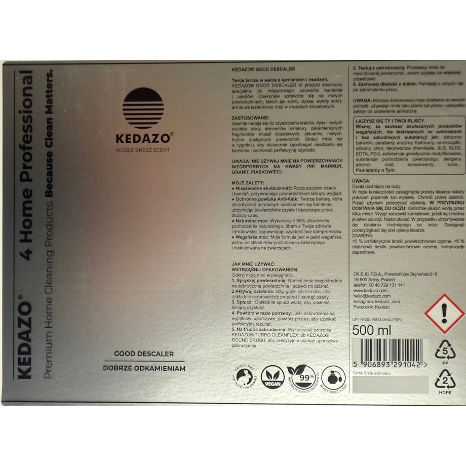 Odkamieniacz do kranów, pryszniców, dysz-KEDAZO Good Descaler — środek do odkamieniania | Blask bez kamienia