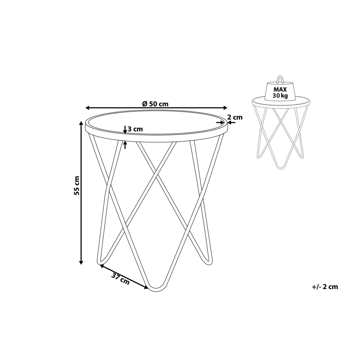 Stolik pomocniczy efekt marmuru biało-złoty MERIDIAN II