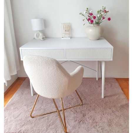 BIURKO BIAŁE MATOWE Z RYFLOWANYMI SZUFLADAMI